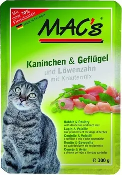 Krmivo pro kočku Mac's Cat kapsička drůbež/králík/pampeliška 100 g