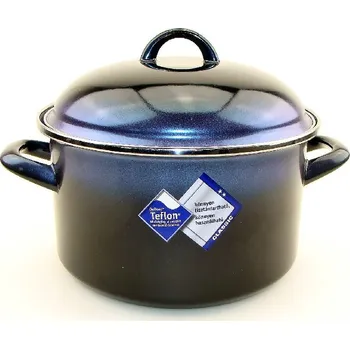 Hrnec Hrnec s poklicí Ema-Lion modrá metalíza uvnitř s teflonem 5,5 L (elegantní design modré metalízy a uvnitř teflon - smaltovaný hrnec Ema Lion 5,5 L)