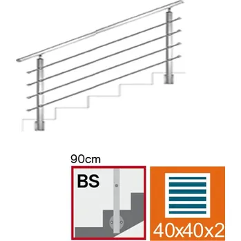 Nerezové zábradlí BS L1500, 40x40x2/4xd12/H900
