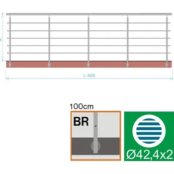 Zábradlí Nerezové zábradlí BR L6000, D42,4/5xd12/H1000