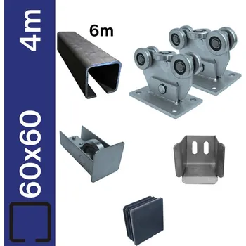 Sestava spodního vedení pro brány do 4m, Fe, 60x60 mm