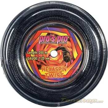Struna na výplet tenisové rakety Tenisový výplet Pros Pro Hexaspin Twist 200m, black - 1.30 mm