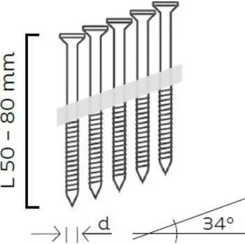 Sponkovačka KM REICH Hřebíkové vruty páskované plastem 2,8 x 65mm, 34°, 1000ks, KMR 10401916