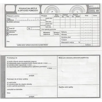 Tiskopis Poukaz na brýle a optickou pomůcku varianta: blok po 100 listech