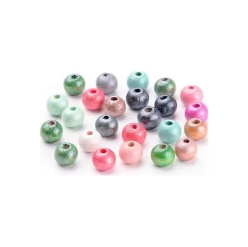 Dětské navlékací korálky Dřevěné korálky pastelové 8mm 15g barevný mix