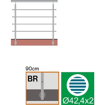 Nerezové zábradlí BR L1500, D42,4/4xd12/H900