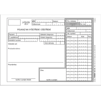 Tiskopis Poukaz na vyšetření - ošetření varianta: volné listy, 100 ks