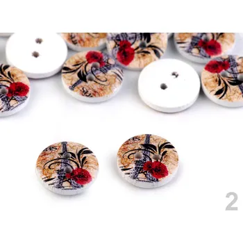 Knoflík Knoflík dřevěný 15,2mm Paříž 120460, hnědá přírodní - 2