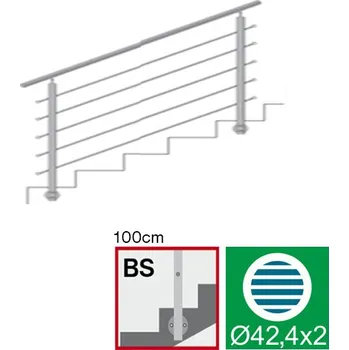 Nerezové zábradlí BS L1500, D42,4/5xd12/H1000