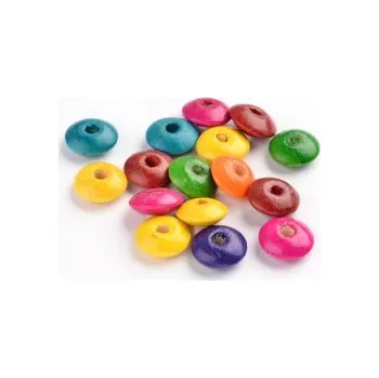 Dětské navlékací korálky Dřevěné korálky mix barev 14x6mm20g