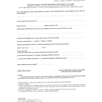 Tiskopis Lékařský posudek o zdrav.způsobilosti k řízení mot.vozidel
