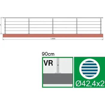 Zábradlí Nerezové zábradlí VR L6000, D42,4/4xl5/H900
