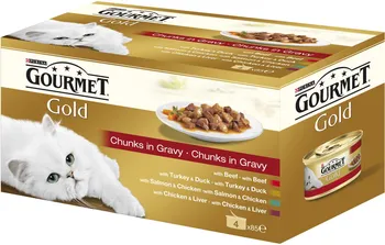 Krmivo pro kočku Purina Gourmet Gold Multipack Chunks in Gravy kousky masa ve šťávě