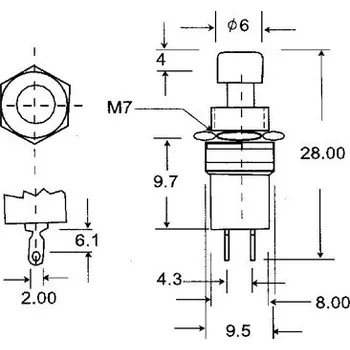 vypínač Tlačítko T250A - červená T 250A
