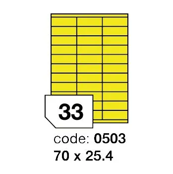 Papír Samolepící etikety Rayfilm Office 70x25,4 mm 100 archů, matně žlutá, R0121.0503