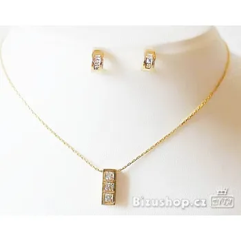 Souprava šperků Náušnice, řetízek s přívěskem ve zlaté povrch úpravě