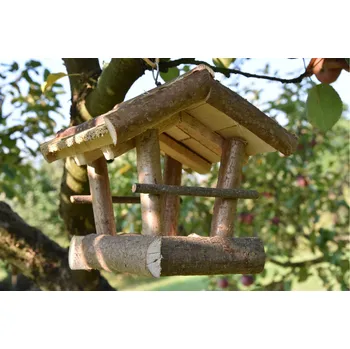 Pelíšek pro psa Vingo Dřevěné krmítko malé s rákosovou střechou, 20 x 20 cm