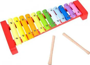 Hudební nástroj pro děti Xylofon dřevo/kov 36cm v krabici