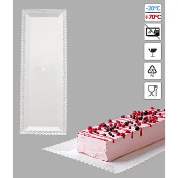 Podložka pod dort s krajkou plast 13x40cm (bílá) 5 kg/bal (cca 40 ks)