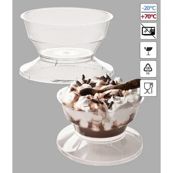 Jednorázové nádobí Pohárek PS Primula 200ml s víčkem-nožičkou 50 ks/bal