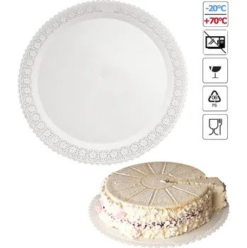 Podložka pod dort s krajkou plast prům. 40cm (bílá) 3 ks/bal