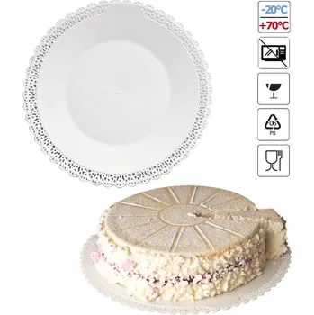 Podložka pod dort s krajkou plast prům. 25cm (bílá) 3 ks/bal