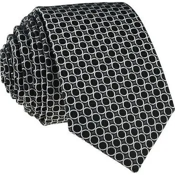 Kravata Pánská černá slim kravata s kolečky - 6 cm (Pánská slim kravata)