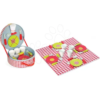 Dětská kuchyňka Dřevěná sada nádobí Picnic Hamper Janod v kufříku s 21 doplňky
