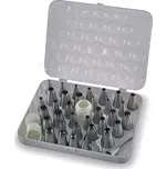 Špičky zdobící nerez velké, sada 36 ks v kufříku prům.2-4, v.4,2-5cm