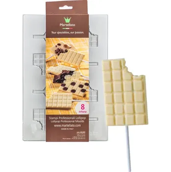 Nádoba na pečení Forma na čokoládové lízátka - čokoládová tabulka, 8 ks x30g, 50x75x9 mm - 20L003 | MARTELLATO, Lollipop