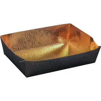 Svatební dekorace Vanička na cukroví 190x130, v.35mm (kůže hnědá/zlato) 10 ks/bal