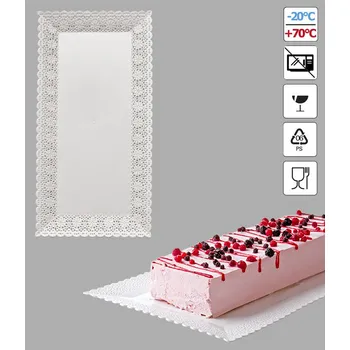 Podložka pod dort s krajkou plast 26x45cm (bílá) 5 kg/bal (cca 22 ks)