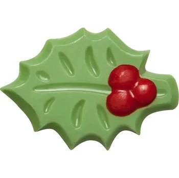 Čokoláda Čokoládová cesmína Holly 3D 4,2cm, zeleno-červená 240 ks/bal (450g)