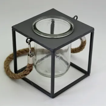 Zahradní dekorace Svícen kov/sklo 11cm (K115201)