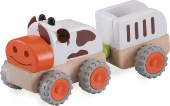 Dřevěná hračka Wonderworld Mini traktor kravička