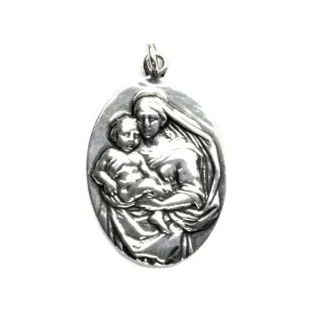 Přívěsek Stříbrný přívěsek, medailonek, madonka, patina, P 454