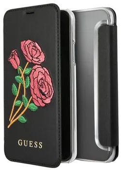 Pouzdro na mobilní telefon Guess Flower Desire Book Black Apple iPhone X