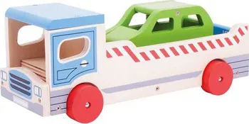 Dřevěná hračka Bigjigs Toys Odtahové auto s osobním autem