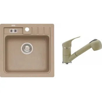 Granitový dřez Alveus set Niagara 20 béžový + Bora Bora baterie béžová