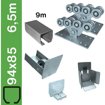 Pohon brány Sestava spodního vedení pro brány do 6,5m, FE, 94x85 mm