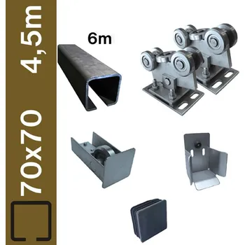 Pohon brány Sestava spodního vedení pro brány do 4,5m, Fe, 70x70 mm