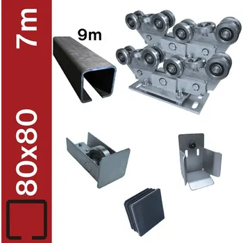 Sestava spodního vedení pro brány do 7m, FE, 80x80 mm