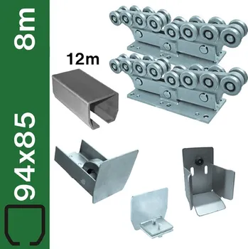 Pohon brány Sestava spodního vedení pro brány do 8m, FE, 94x85 mm