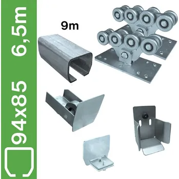 Sestava spodního vedení pro brány do 6,5m, Zn, 94x85 mm