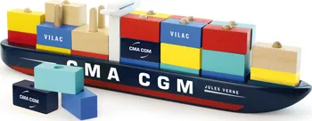Dřevěná hračka Vilac dřevěná kontejnerová loď nasazování