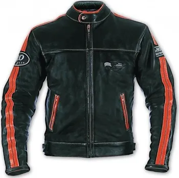 Moto bunda SILVERSTONE G-SLAR - pánská oranžová kožená moto bunda A-pro - S