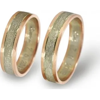 Prsten Snubní prsteny červenobílé zlaté 0107 + DÁREK ZDARMA