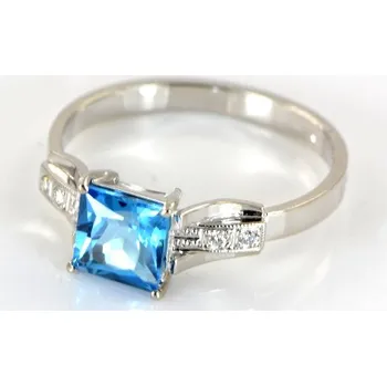 Prsten Zlatý prsten s topazem a diamanty 0034