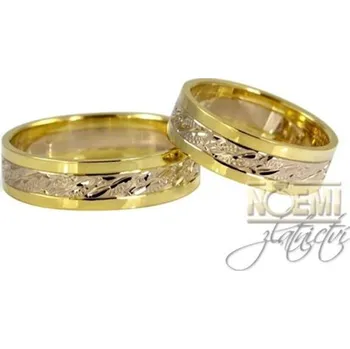 Prsten Zlaté snubní prsteny žluto bílé 1036 + DÁREK ZDARMA