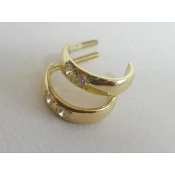 Náušnice Zlaté náušnice kroužky se zirkony 0006 + DÁREK ZDARMA